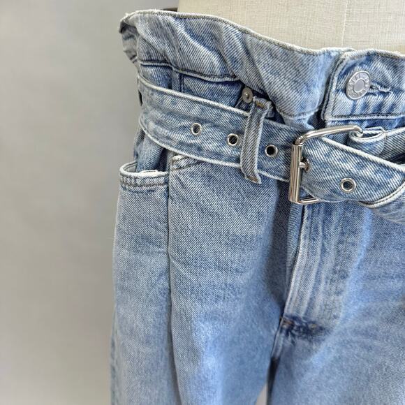 AGOLDE Reworked 90s Paperbag Jeans Straight Leg High Rise Belted Size 29 - Picture 5 of 16